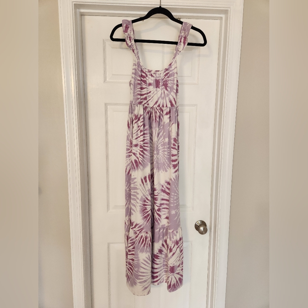 32 Degrees Purple and White Tie-Dye Maxi Dress, Size L
